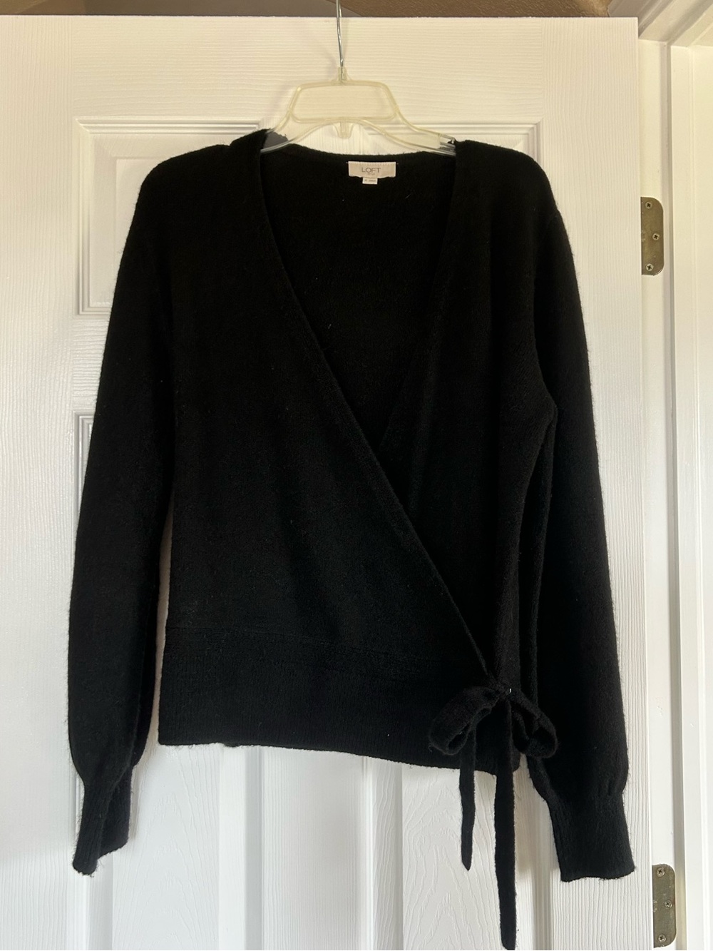 LOFT Black Wrap Cardigan with Side Tie
